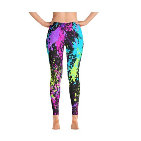 Womens Leggings Retro 80s Neon Leggings Paint Splatter - Etsy