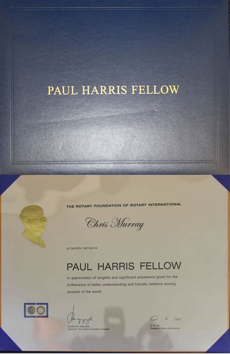 Paul Harris Fellow Certificate - Historylinks Archive