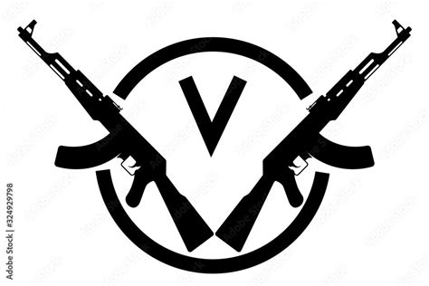 AK 47 emblem. Vector icon of two Kalashnikov assault rifles Stock ...