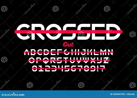 Crossed Out Style Font DESIGN Stock Vector - Illustration of letters, script: 260590758