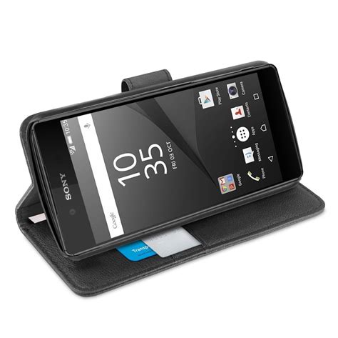 Orzly Leather Wallet Case - Sony Xperia Z5 Compact (Black)