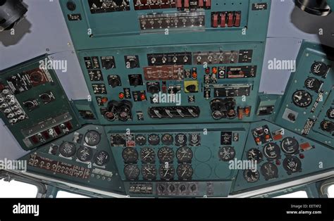 Old DC-7 airplane cockpit interior view Stock Photo, Royalty Free Image: 77994310 - Alamy