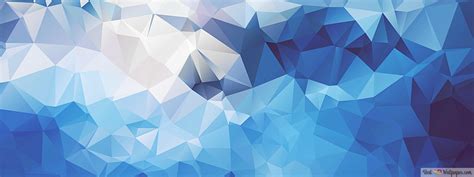 Blue, teal, and white geometric artwork triangles 4K wallpaper download