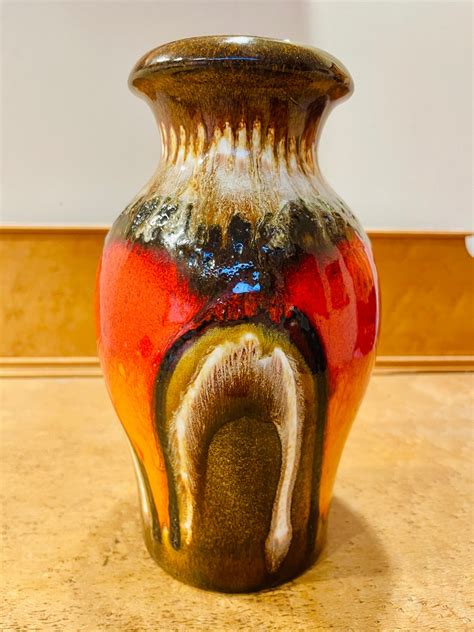 MCM Scheurich RARE Extra Large Lava Glaze West Germany Pottery Vase ...