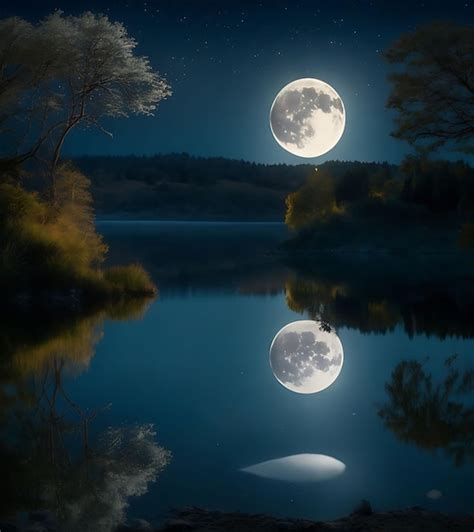 Premium Photo | A full moon night view