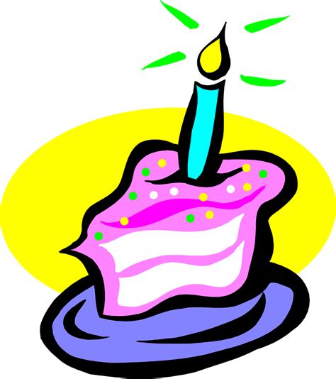 Cake Birthday | Free Stock Photo | Illustration of a slice of birthday cake with a candle | # 7246