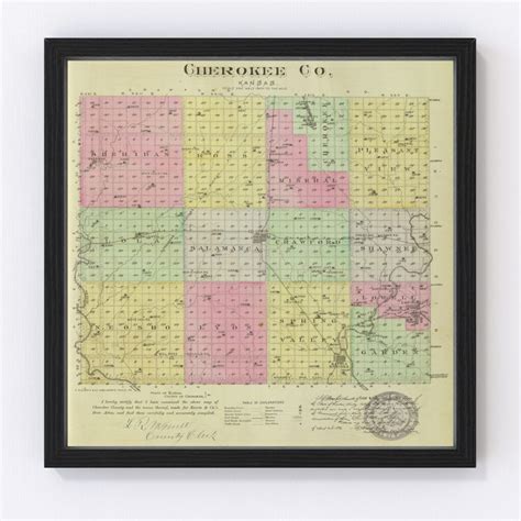 Vintage Map of Cherokee County, Kansas 1887 by Ted's Vintage Art