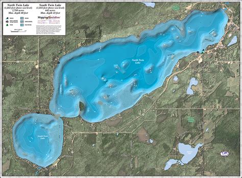North & South Twin Lakes Enhanced Wall Map - Mapping Specialists Limited