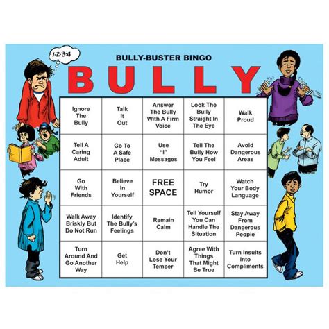 Bully-Buster Bingo presents 26 techniques for reacting to bullies through the familiar game of ...