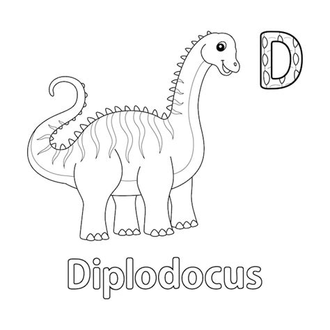 Premium Vector | Diplodocus alphabet dinosaur abc coloring page d