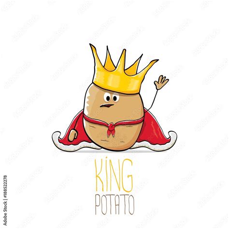 vector funny cartoon cool cute brown smiling king potato Stock Vector | Adobe Stock