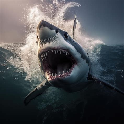 Premium AI Image | Shark Attack in a clear ocean waters