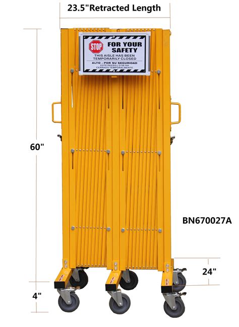 Warehouse Heavy Duty Steel Portable Folding Security Gates With Warning Label