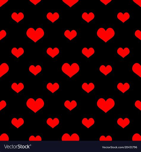 Tile pattern with red hearts on black background Vector Image