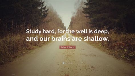 Richard Baxter Quote: “Study hard, for the well is deep, and our brains are shallow.”