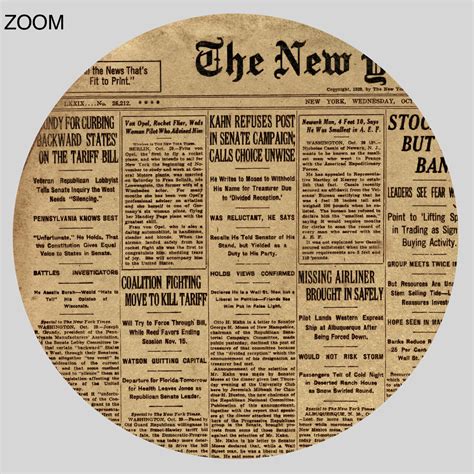 Printable Black Tuesday headline, Great Depression newspaper poster