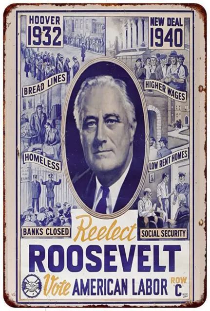FRANKLIN D. ROOSEVELT FDR Re-Election Campaign Poster vintage LOOK ...