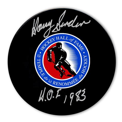 Harry Sinden Hockey Hall of Fame HOF Autographed Puck - NHL Auctions