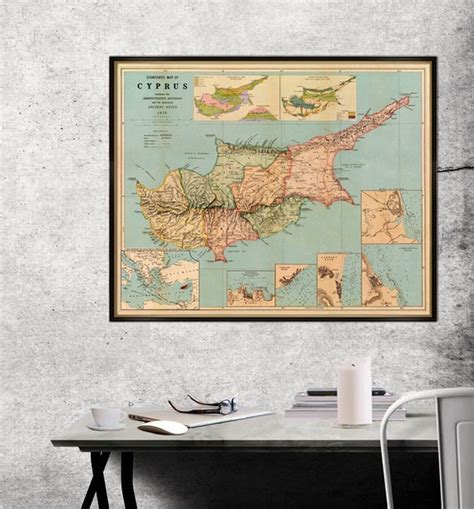 Cyprus map Historic map of Cyprus Old map restored Fine | Etsy