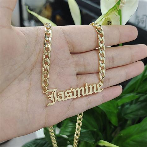 14K Gold Name Necklace Name Plate Necklace Personalized - Etsy