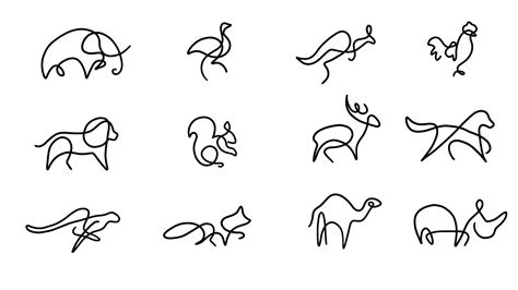 One Line Drawing Animals