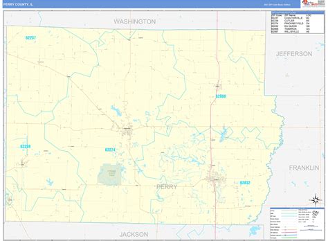 Perry County, IL Zip Code Wall Map Basic Style by MarketMAPS - MapSales