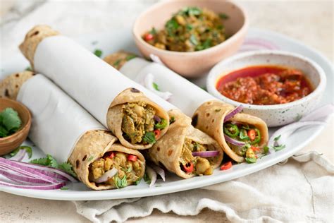 Chana Kathi Rolls | Chickpea Stuffed Flatbread - From My Bowl