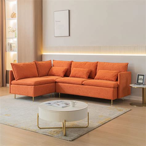 Amazon.com: SZUBEE Sectional Sofa Living Room Furniture Corner Couch, Orange : Home & Kitchen