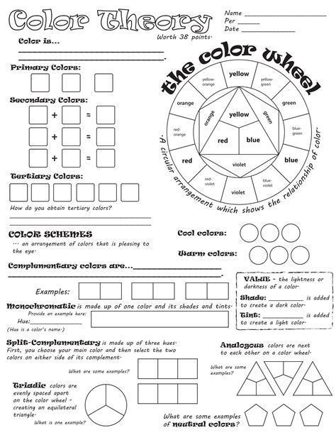 worksheet | Art education lessons, Art worksheets, Elements of art color