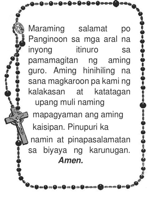 Filipino Classroom Closing Prayer