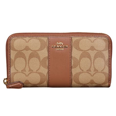 Coach Signature Zip Wallet in Khaki Saddle at Luxe Purses