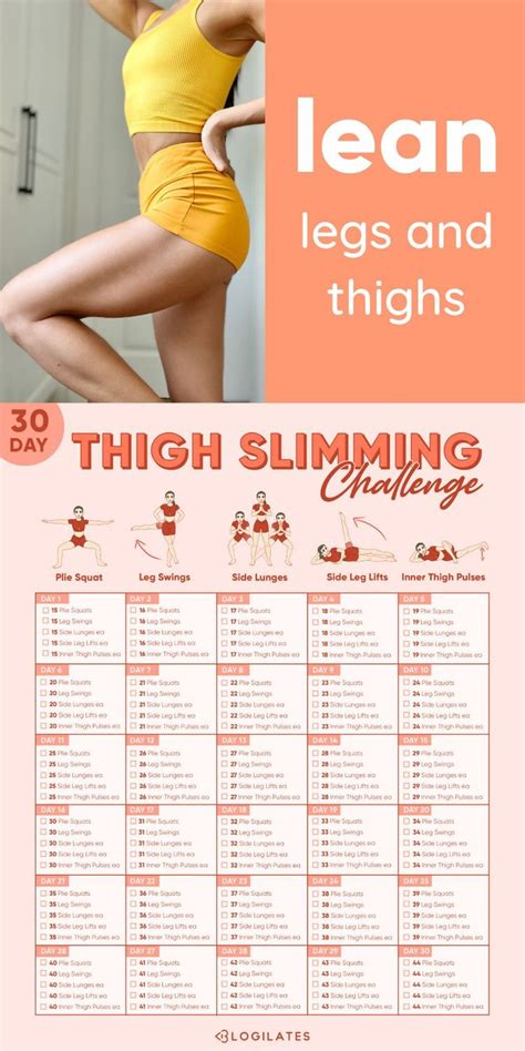 Lean Legs Thigh Sliming Workout 30 day challenge! | Thigh workout ...