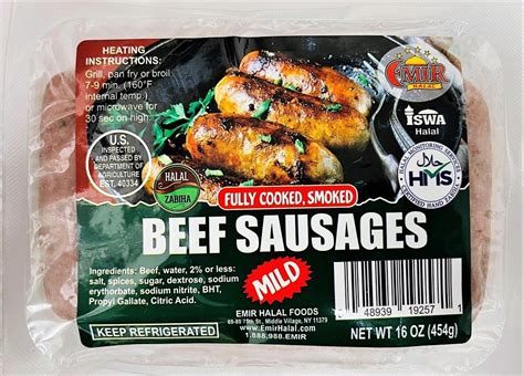 Halal Beef Sausages - MILD 1 LB - Emir Halal Foods - Order Online Halal ...