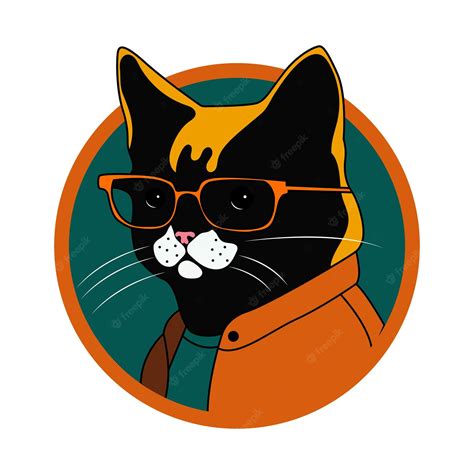 Premium Vector | Hipster cat with glasses vector art