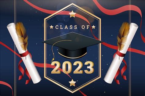 Free Vector | Realistic background for class of 2023 graduation