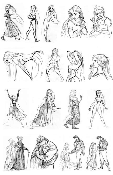 Наброски Glen Keane к мультфильму Рапунцель: Запутанная История Disney Concept Art, Pixar ...