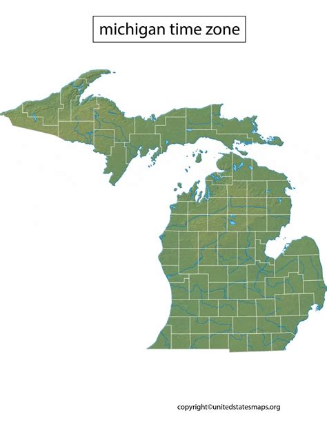 Michigan Time Zone Map | Time Zone Map of Michigan