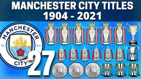 MANCHESTER CITY 🏴󠁧󠁢󠁥󠁮󠁧󠁿 • ALL TITLES 1904 - 2021 | CARABAO CUP CHAMPION ...