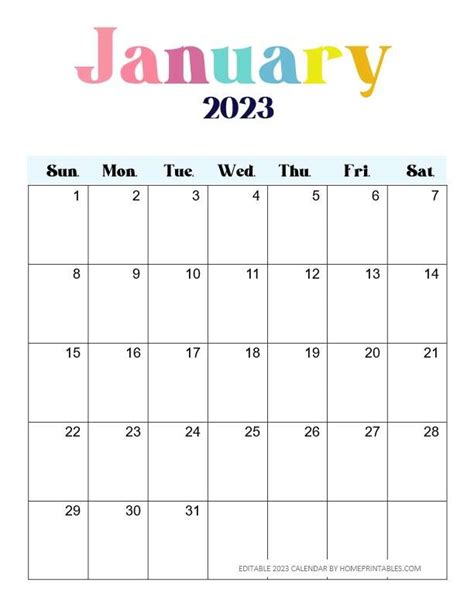 2023 Calendar Printable And Editable In Microsoft Word