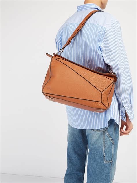 Loewe Puzzle Extra Large Grained Leather Bag in Brown for Men - Lyst