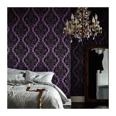 Vintage Purple Flock wallpaper available to buy online. Purple velvet wallpaper by Laurence L ...