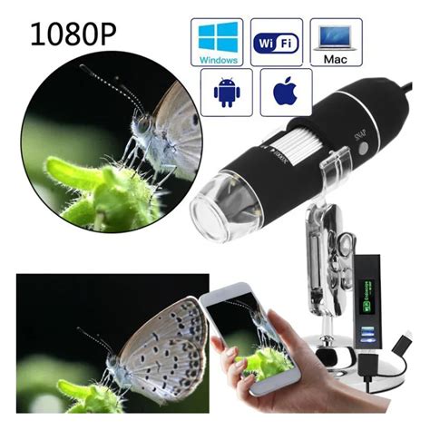 1080P 1000X WiFi digital microscope Iphone mobile phone for Android 8 LED 3in1 digital ...