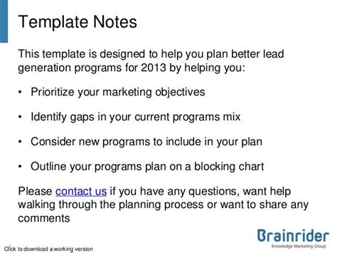 B2B lead generation plan template (2013)