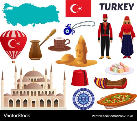 Turkey culture travel set Royalty Free Vector Image