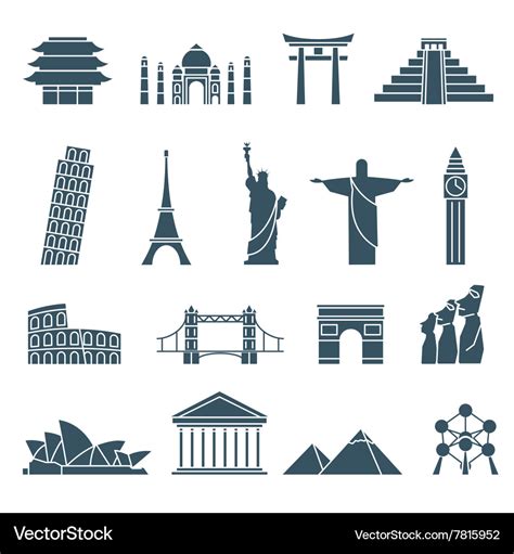 World landmarks icons abstract set Royalty Free Vector Image