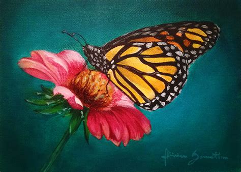 Butterfly And Flower Painting at PaintingValley.com | Explore collection of Butterfly And Flower ...