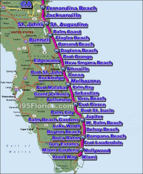 Interstate 95 Florida Map | Florida east coast, Map of florida, Florida traffic