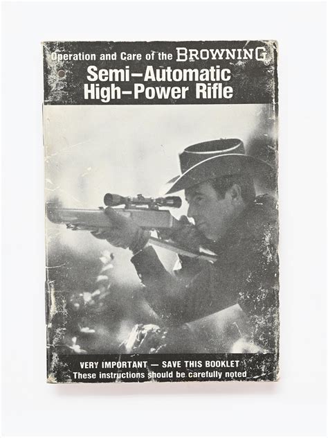 Vintage Browning Automatic High Power Rifle Manual. Version 78034 ...