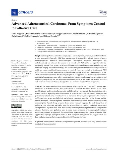 (PDF) Advanced Adrenocortical Carcinoma: From Symptoms Control to Palliative Care