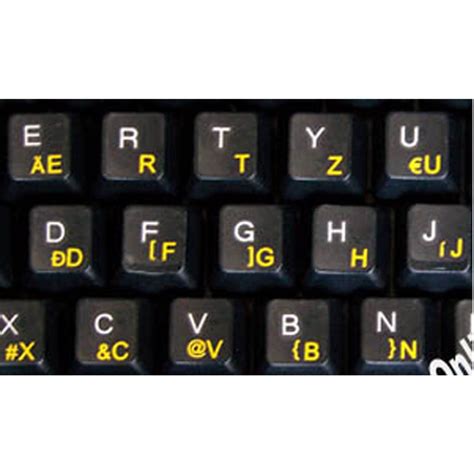 HUNGARIAN KEYBOARD STICKER TRANSPARENT YELLOW LETTERS | Online-Welcome.com